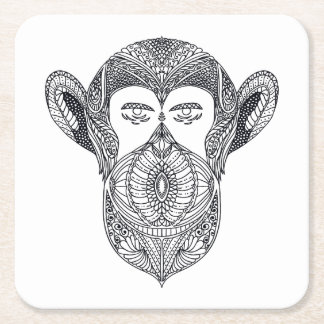 Wild Beast Of The Forest Doodle Square Paper Coaster