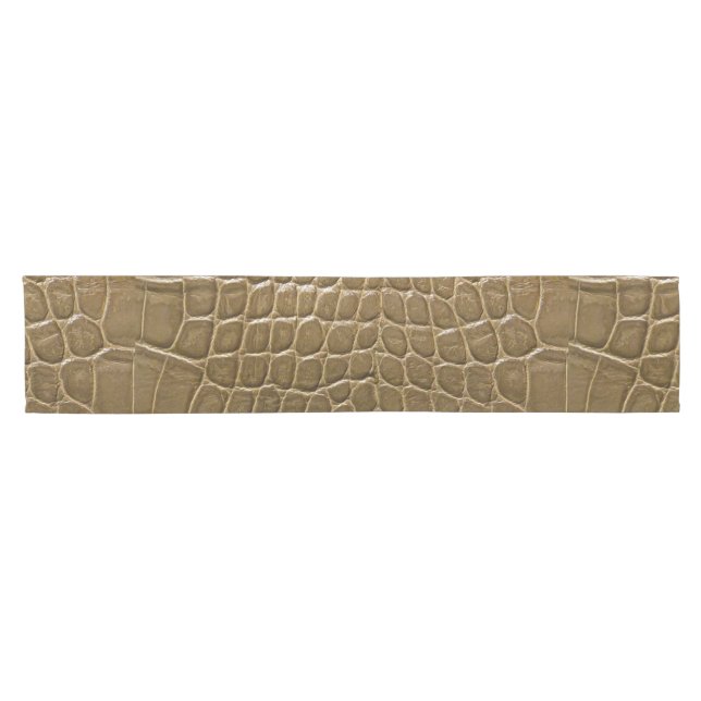 wild beige brown alligator crocodile  leather short table runner (Horizontal)