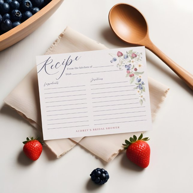 Wild berries Berry Sweet Bridal Shower Recipe Card (Wild berries Berry Sweet Bridal Shower Recipe Card Front)