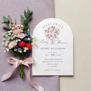 Wild Berry Floral Bouquet Berry Sweet Baby Shower Invitation