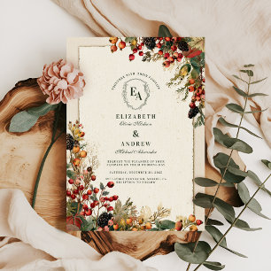 Wild Berry Rustic Garden Wedding Invitation