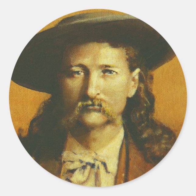Wild Bill Hickok Illustration Classic Round Sticker (Front)