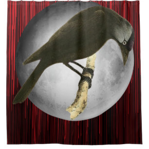 Wild Birds Art - The Moon Raven  Shower Curtain