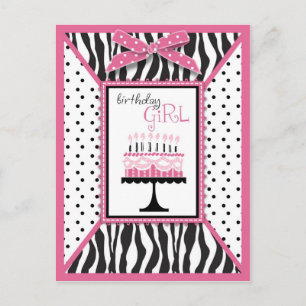 Wild Birthday Cake Postcard Pink