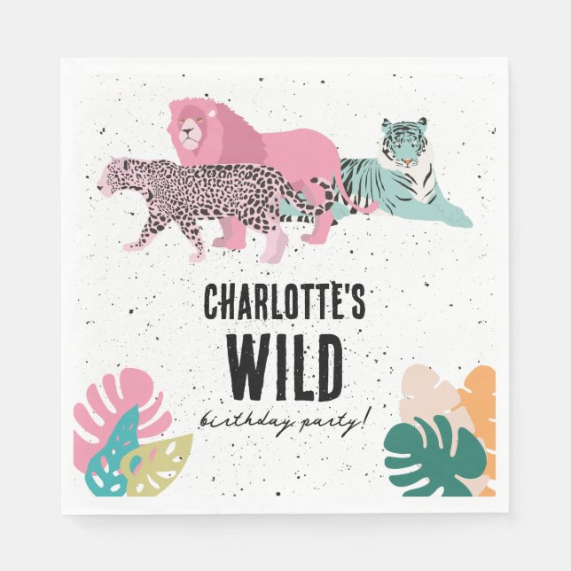Wild Birthday Party Jungle Animals Kids Birthday Napkin (Front)
