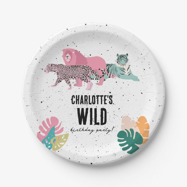 Wild Birthday Party Jungle Animals Kids Birthday Paper Plate (Front)