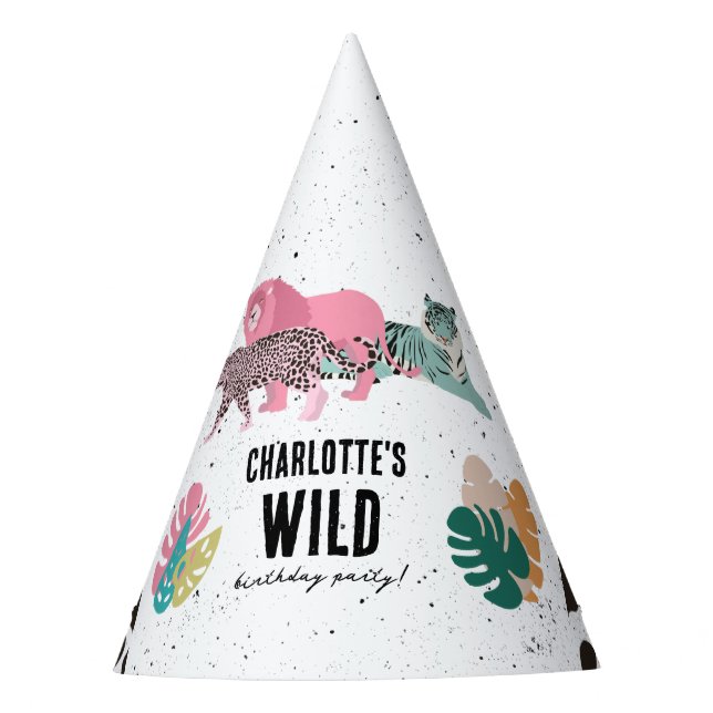 Wild Birthday Party Jungle Animals Kids Birthday Party Hat (Front)