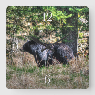 Wild Black Bear & Forest Wildlife Photo Wall Clock