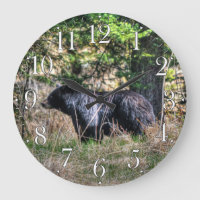 Wild Black Bear & Forest Wildlife Photo Wall Clock