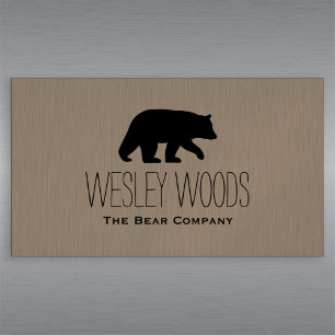 Wild Black Bear Silhouette   Simple Animal Graphic Magnetic Business Card