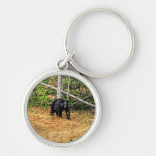 Wild Black Bear & Yukon Forest Photo Art Key Ring