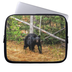 Wild Black Bear & Yukon Forest Photo Art Laptop Sleeve