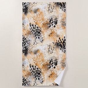 Wild Black Cream Leopard Animal Beach Towel