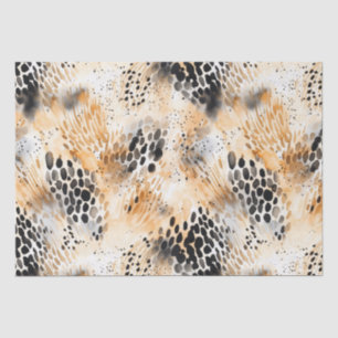 Wild Black Cream Leopard Animal Floral Tissue Paper
