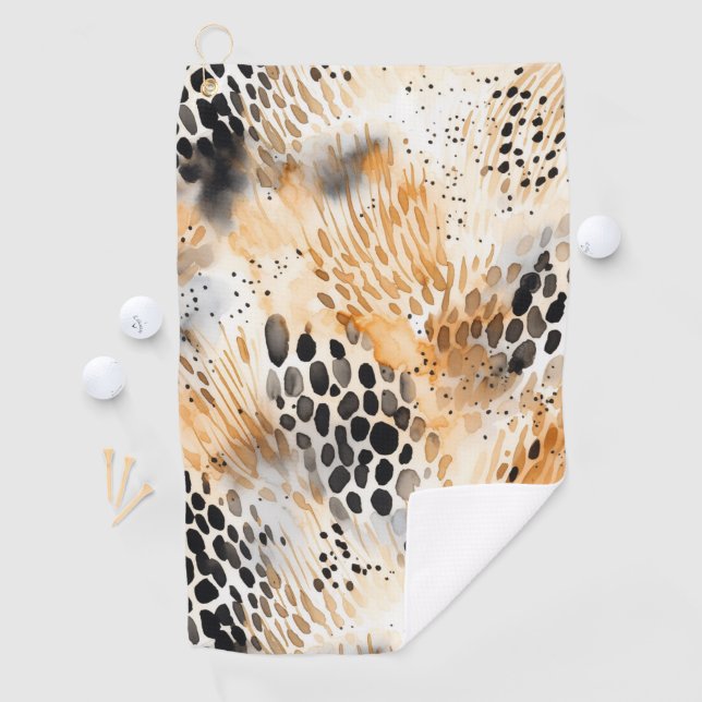 Wild Black Cream Leopard Animal   Golf Towel (InSitu)