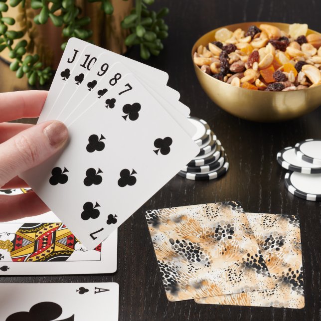 Wild Black Cream Leopard Animal   Playing Cards (In Situ)