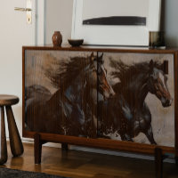 Wild Black Horses Decoupage