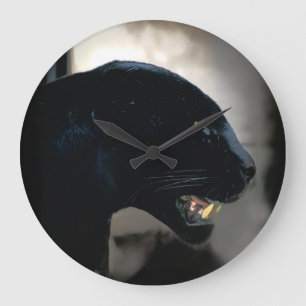 Wild Black Panther Animal-lover Large Clock