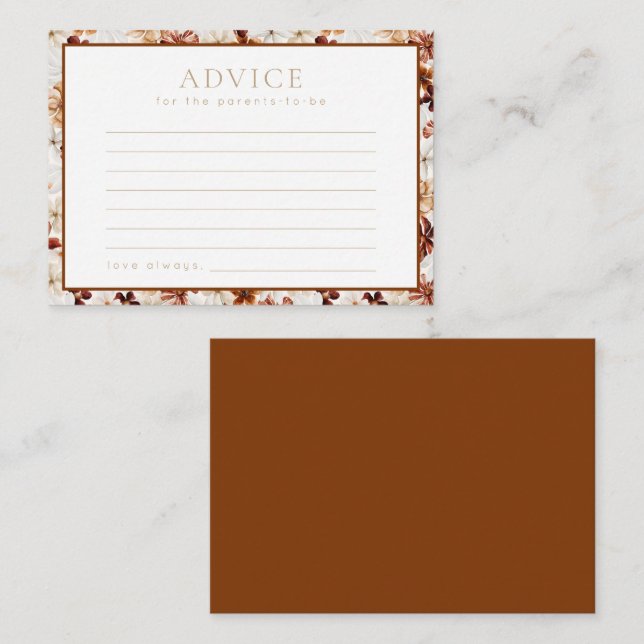 Wild Bloom Rustic Floral Baby Shower Advice Card (Front/Back)