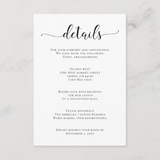 Wild Blossoms Black and White Calligraphy Wedding Enclosure Card