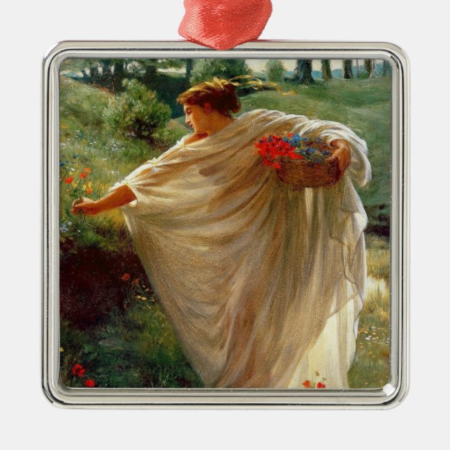 Wild Blossoms (by Edward Poynter) Metal Ornament (Front)