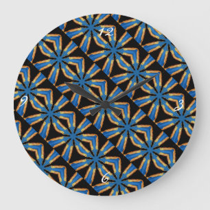 wild blue and black geometric clock