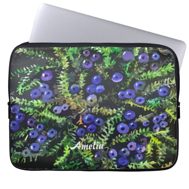 Wild blue berries  laptop sleeve (Front)