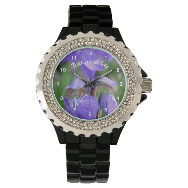 Wild Blue Flag Iris Flower Personalised  Watch (Front)