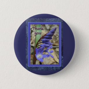 Wild Blue Hyacinth Thank You 6 Cm Round Badge
