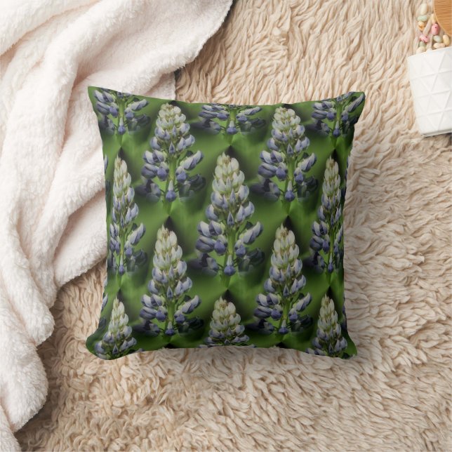 Wild Blue Lupine Flowers Nature Pattern Cushion (Blanket)