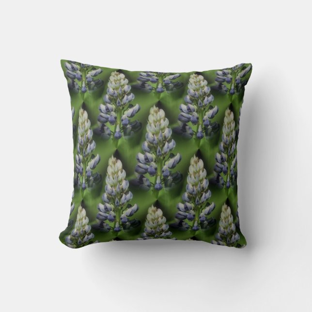 Wild Blue Lupine Flowers Nature Pattern Cushion (Front)