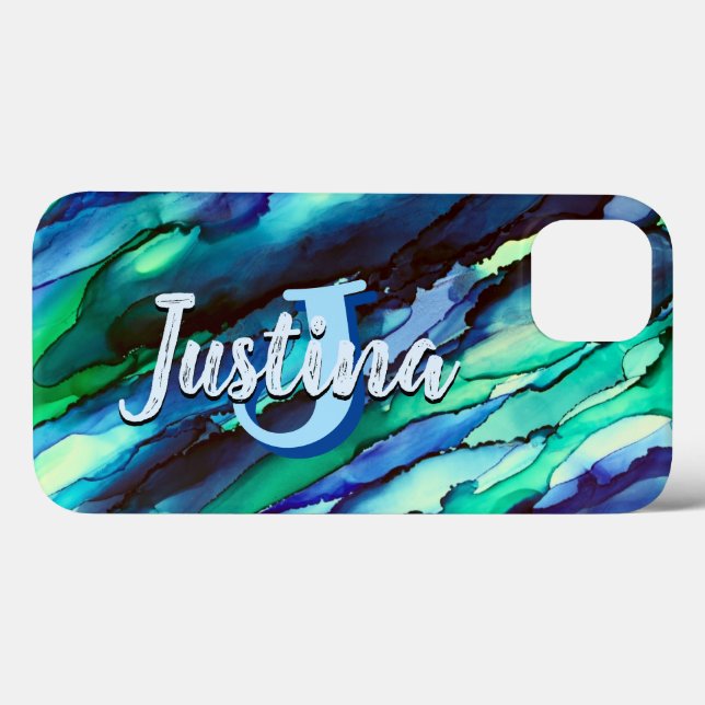 Wild Blue Oceanscape Alcohol Ink Case-Mate iPhone Case (Back (Horizontal))