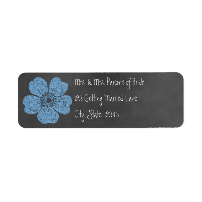 Wild Blue Roses Chalkboard Avery Label Return Address Label (Front)