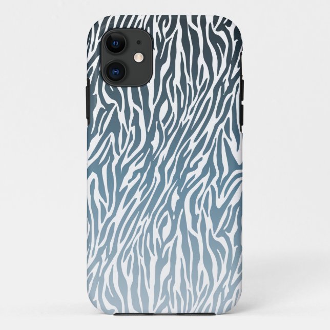 Wild Blue Zebra Print Ombre Case-Mate iPhone Case (Back)
