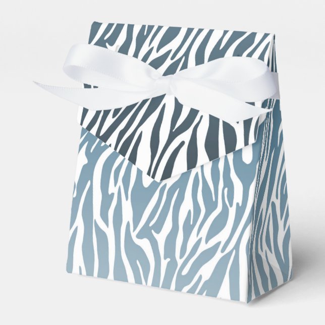 Wild Blue Zebra Print Ombre Favour Box (Front Side)