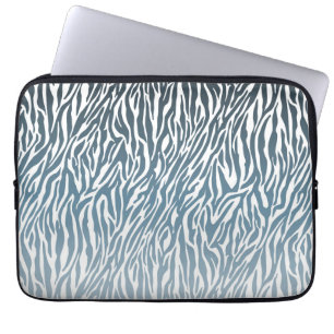 Wild Blue Zebra Print Ombre Laptop Sleeve