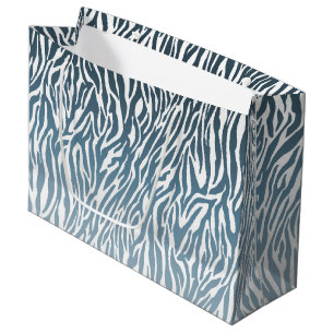 Wild Blue Zebra Print Ombre Large Gift Bag