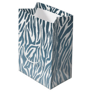 Wild Blue Zebra Print Ombre Medium Gift Bag