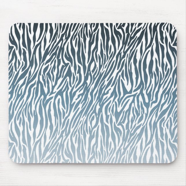 Wild Blue Zebra Print Ombre Mouse Pad (Front)