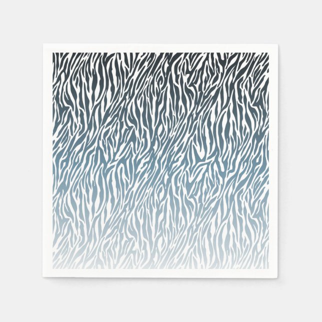 Wild Blue Zebra Print Ombre Napkin (Front)
