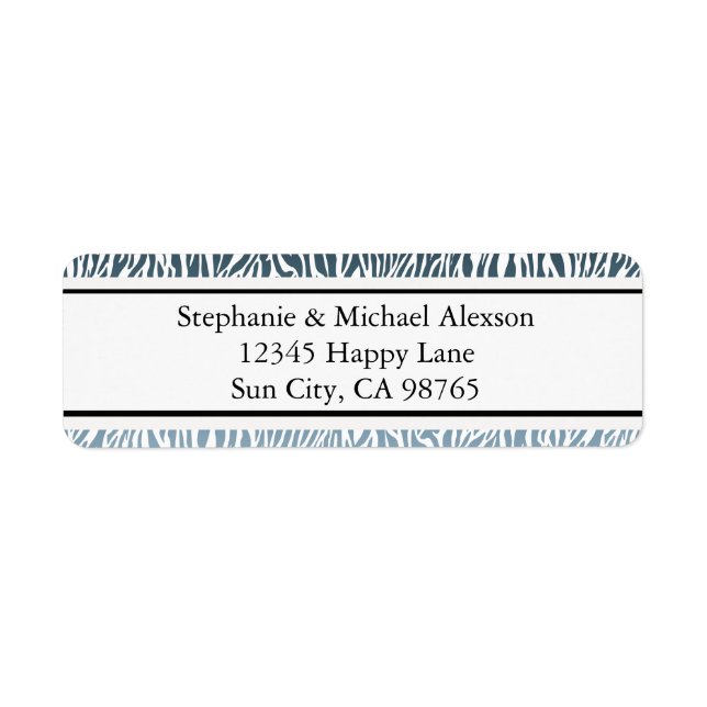 Wild Blue Zebra Print Ombre Return Address Label (Front)