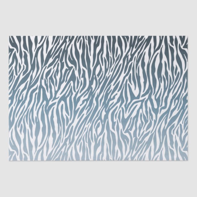Wild Blue Zebra Print Ombre Tissue Paper (Front)