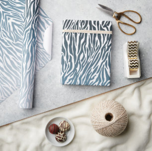 Wild Blue Zebra Print Ombre Wrapping Paper