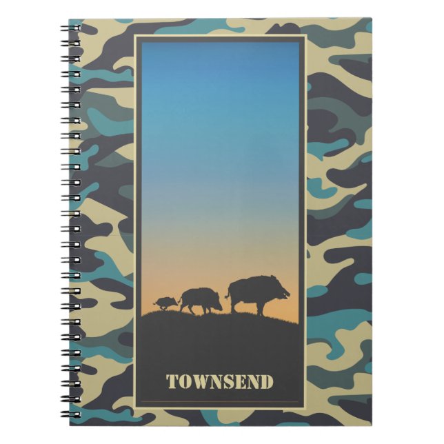 Wild Boar and Camo spiral Notebook (Front)