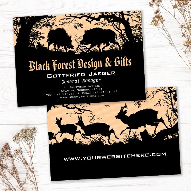 Wild Boar and Deer: German Silhouette / Paper Cut Business Card (Creator Uploaded)