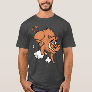 Wild boar animal cartoon running funny T-Shirt
