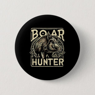 Wild Boar Cool Retro Hog Hunting Mens Vintage 6 Cm Round Badge