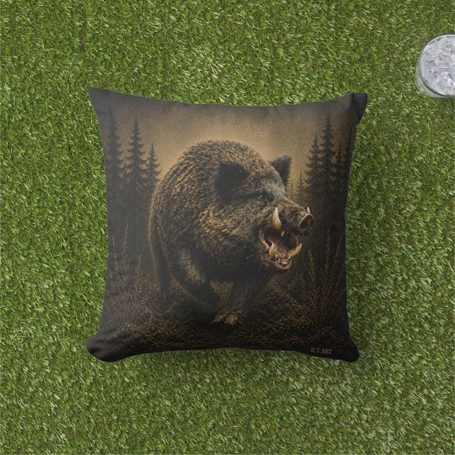 Wild Boar Cushion (Grass)