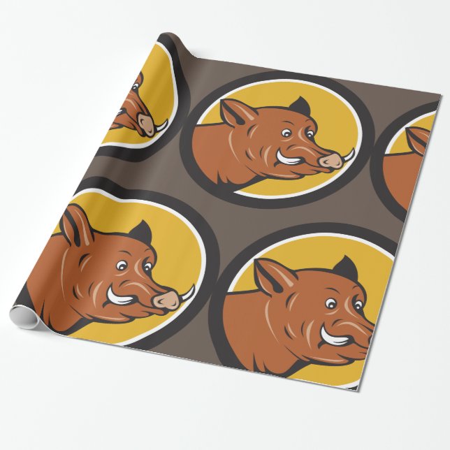 Wild Boar Head Wrapping Paper (Unrolled)