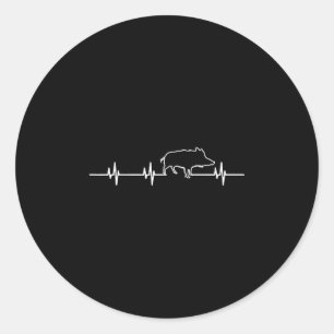 Wild Boar Heartbeat Ekg Hog Hunter Hunt Hunting  Classic Round Sticker
